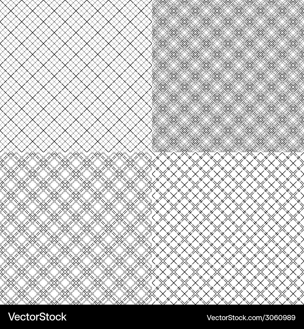 Four mesh seamless patterns with dashed lines vector image
