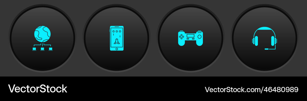 Set computer network mobile and playing in game Set computer network mobile and playing in game Vector Image