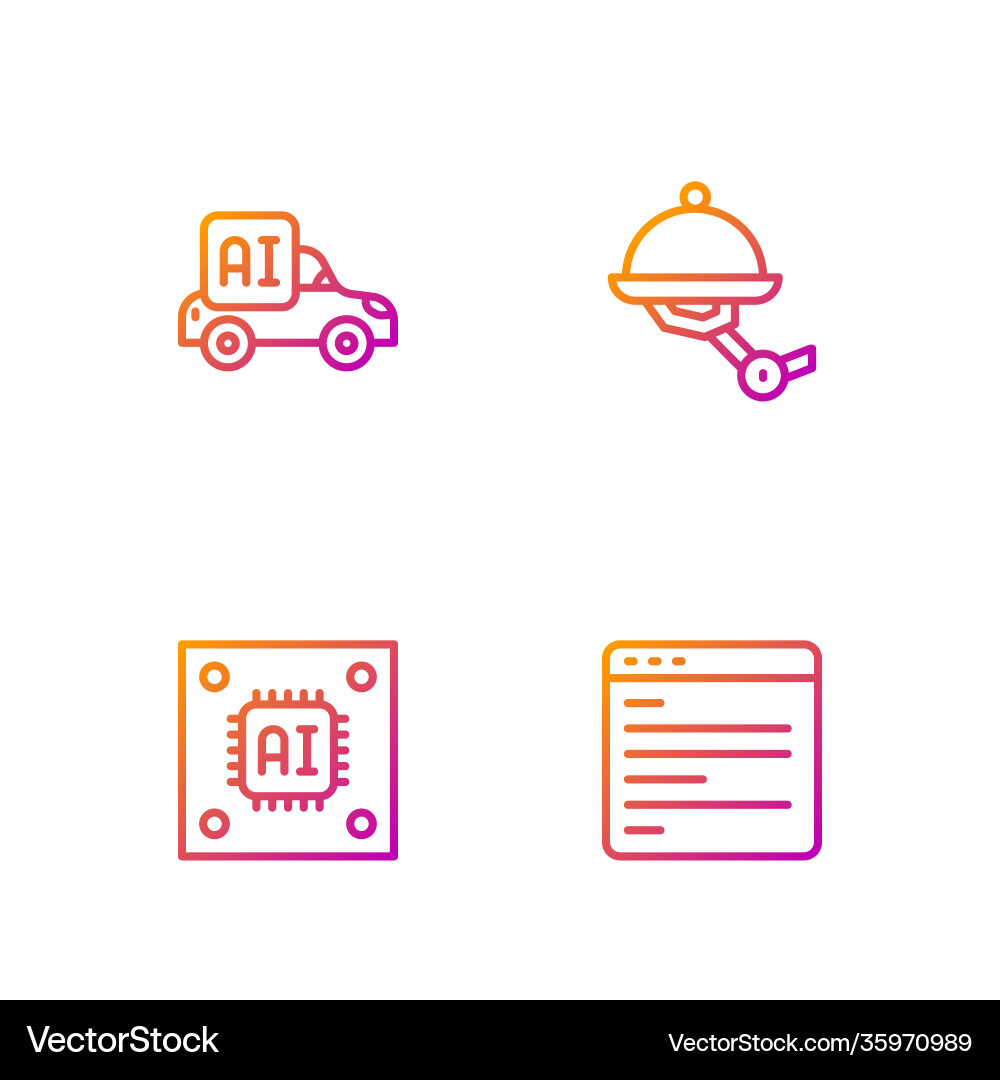 Set line computer api interface processor vector image