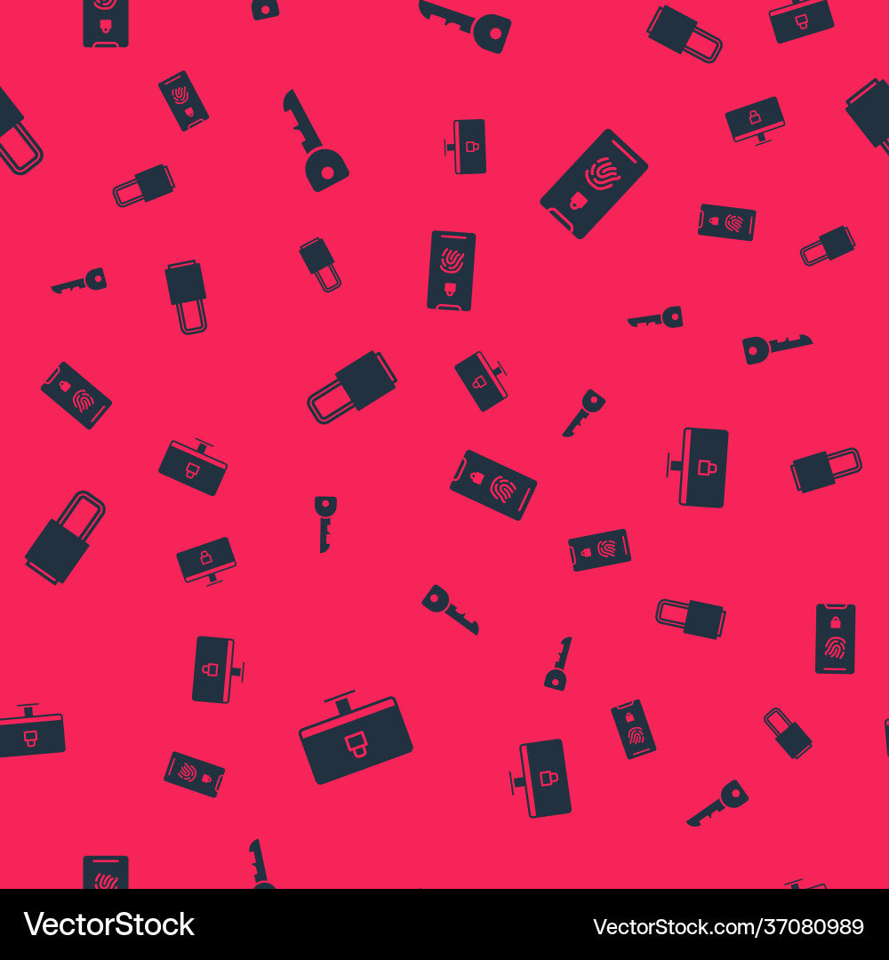 Set lock on computer monitor key and mobile Set lock on computer monitor key and mobile vector image