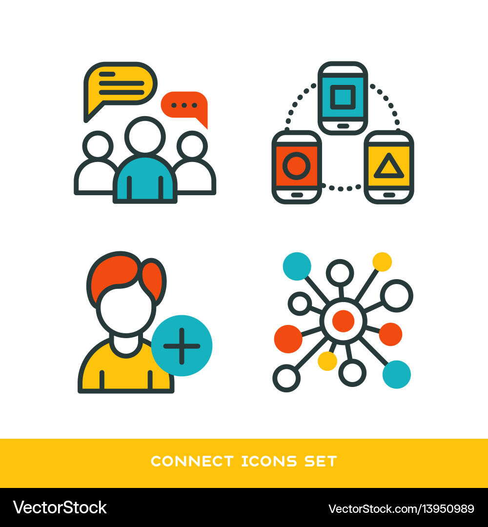 Thin lines connection icons outline set of big Thin lines connection icons outline set of big vector image