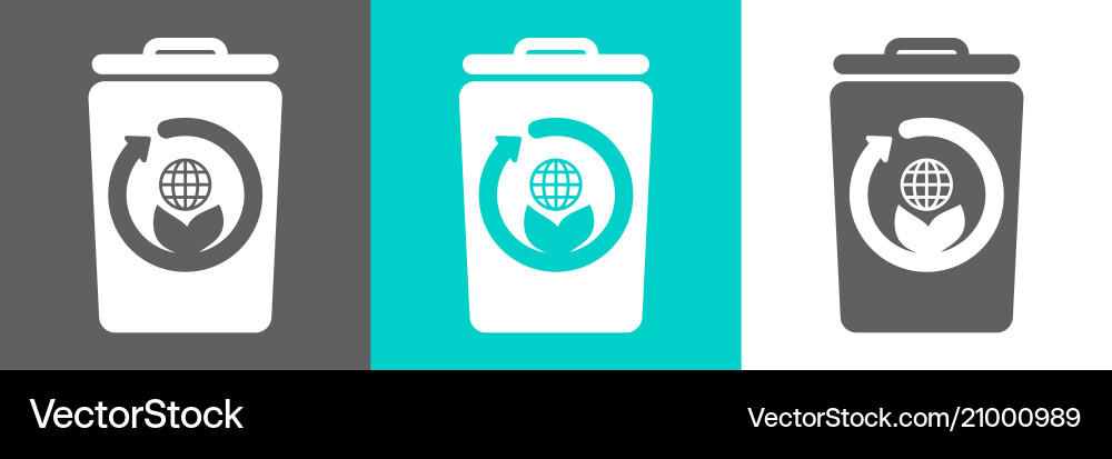 Trash bin element with globe outline icon Trash bin element with globe outline icon Vector Image