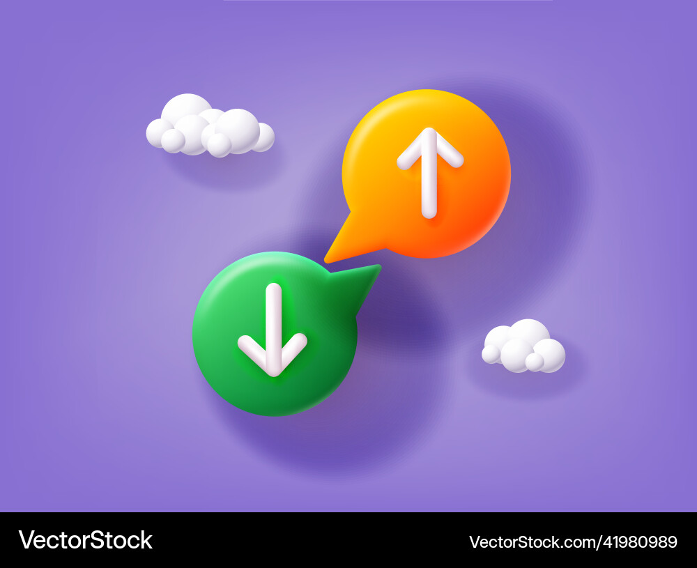 Up and down arrow icon 3d web Up and down arrow icon 3d web vector image