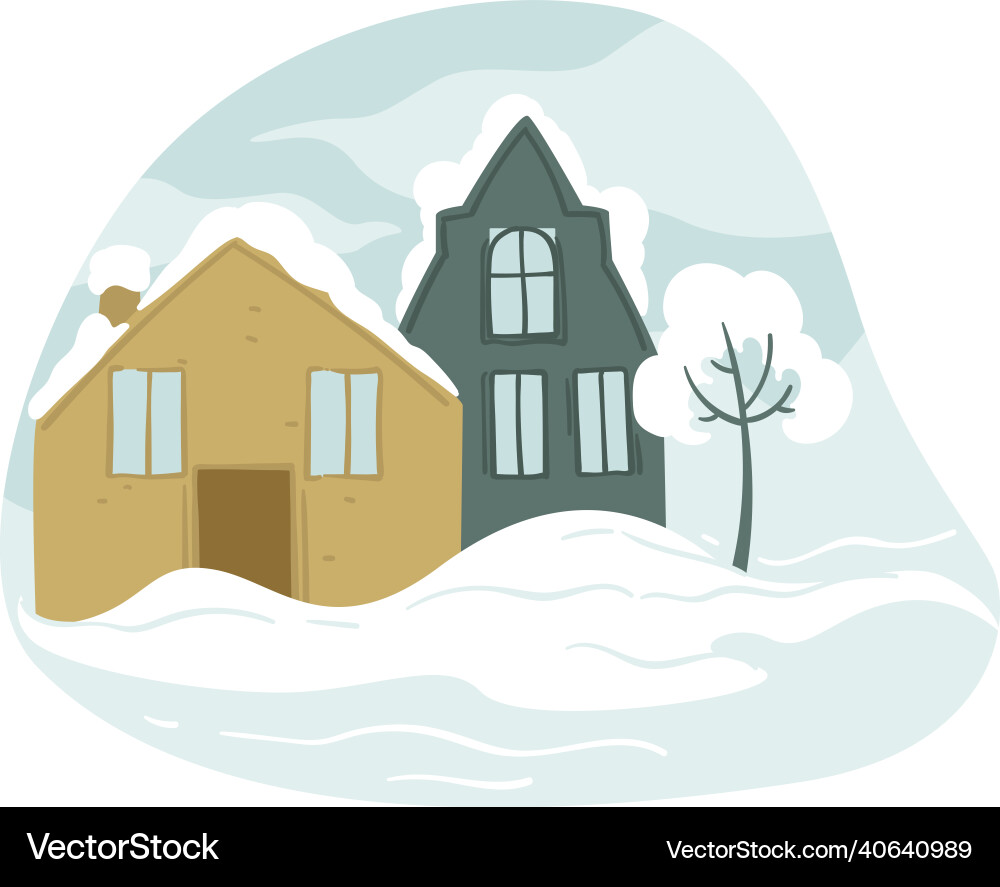 Village or city buildings roofs covered with snow Village or city buildings roofs covered with snow vector image