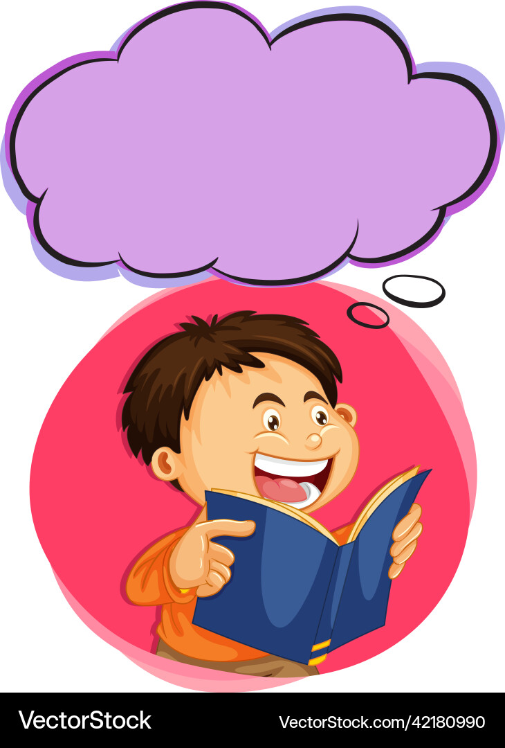 A boy reading with empty callouts A boy reading with empty callouts vector image