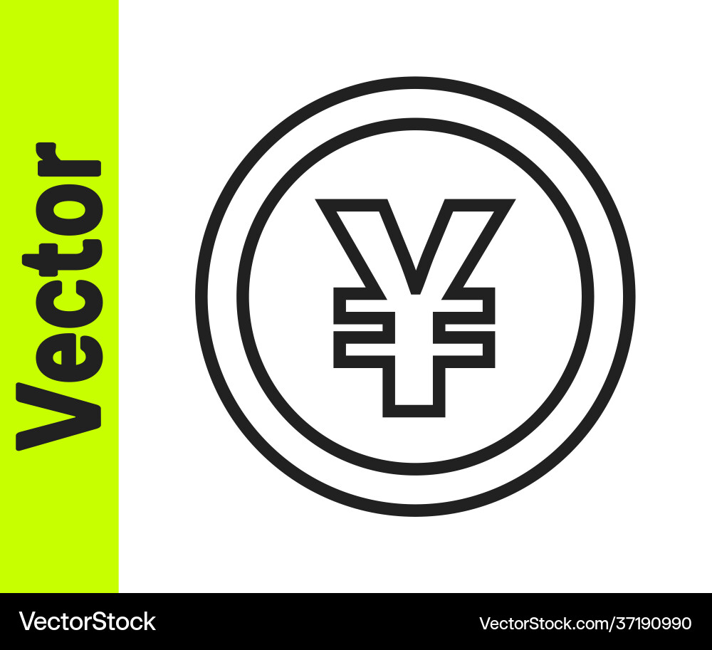 Black line chinese yuan currency symbol icon Black line chinese yuan currency symbol icon Vector Image