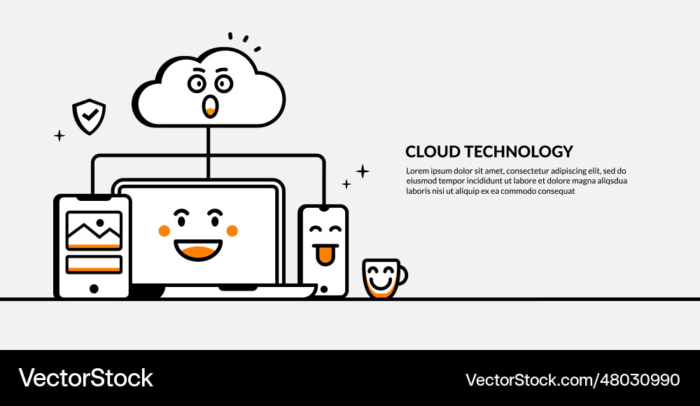 Cloud computing and data storage outline hosting Cloud computing and data storage outline hosting vector image