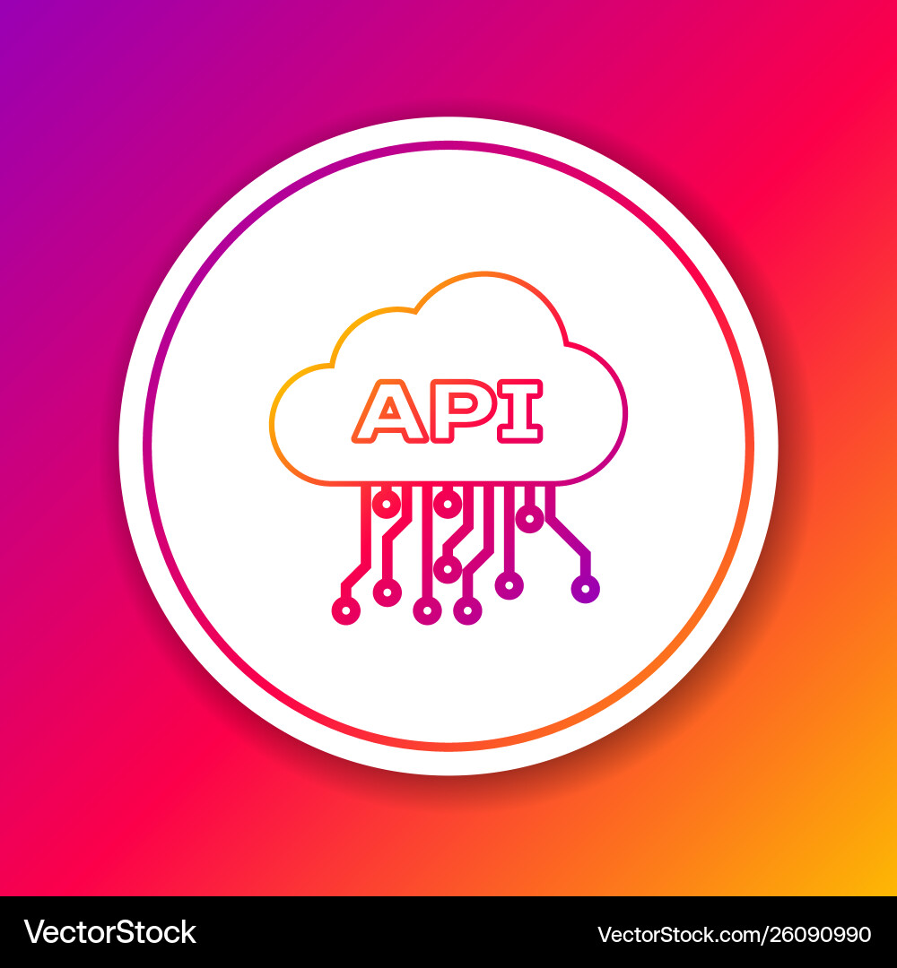 Color cloud api interface line icon isolated Color cloud api interface line icon isolated vector image