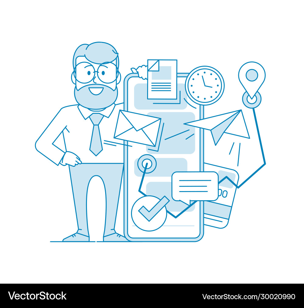 Concept problem solving using a smartphone vector image