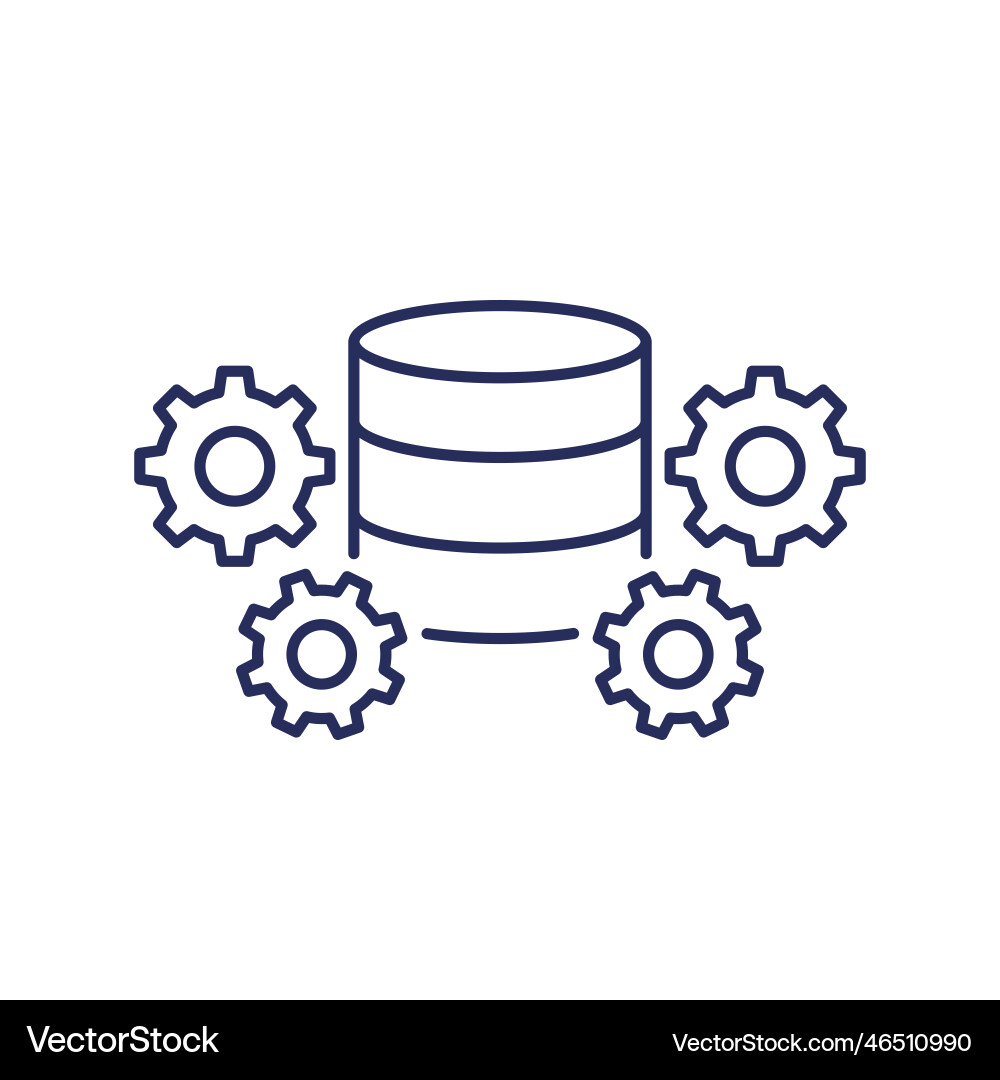Database maintenance line icon with gears Vector Image