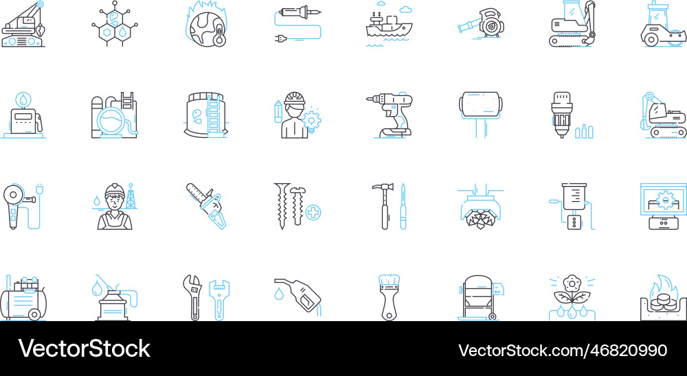 Efficient planning linear icons set productivity Efficient planning linear icons set productivity vector image