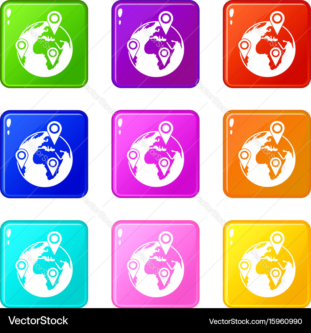 Globe of network set 9 Vector Image