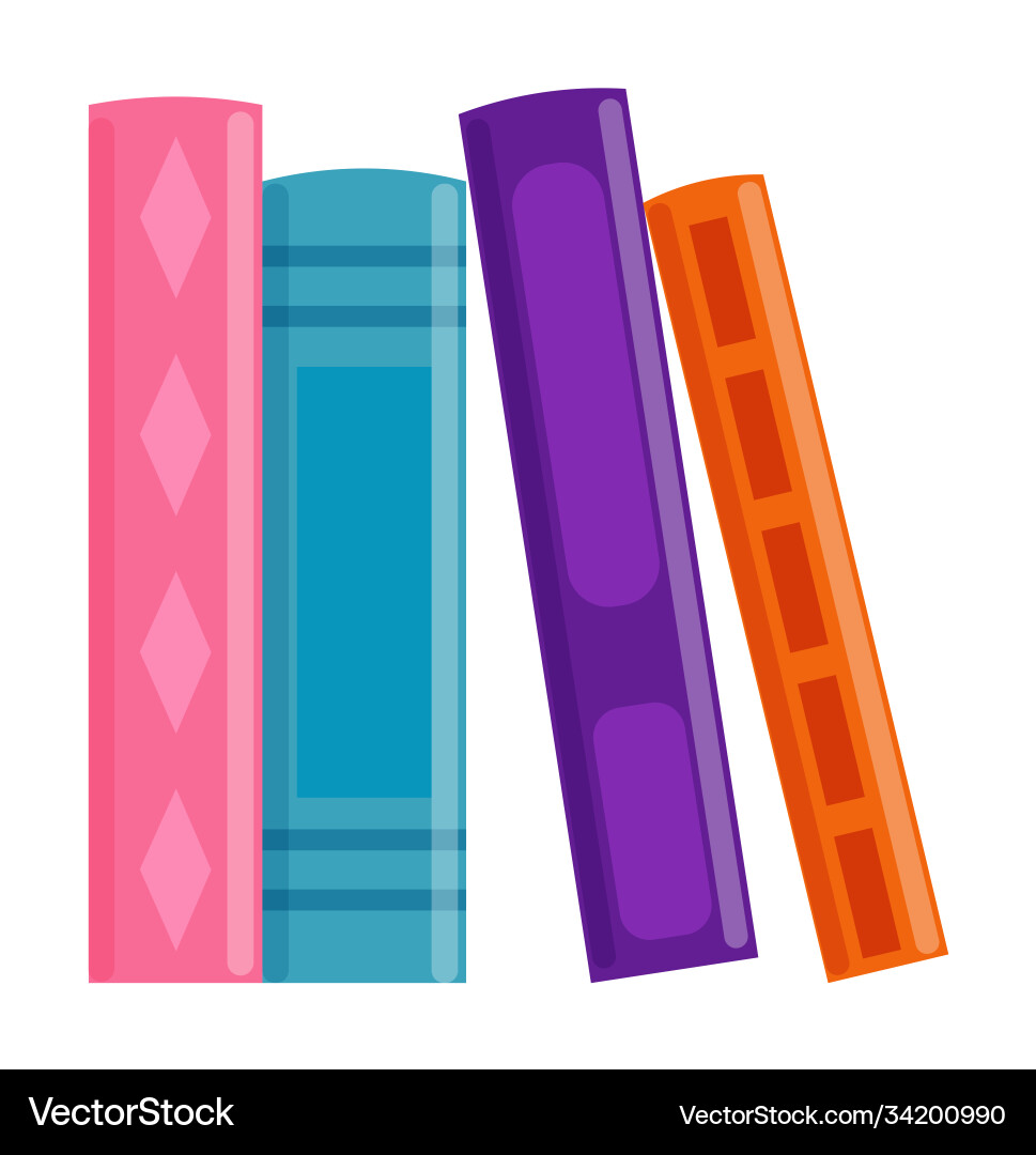 Library book in row isolated on white background vector image