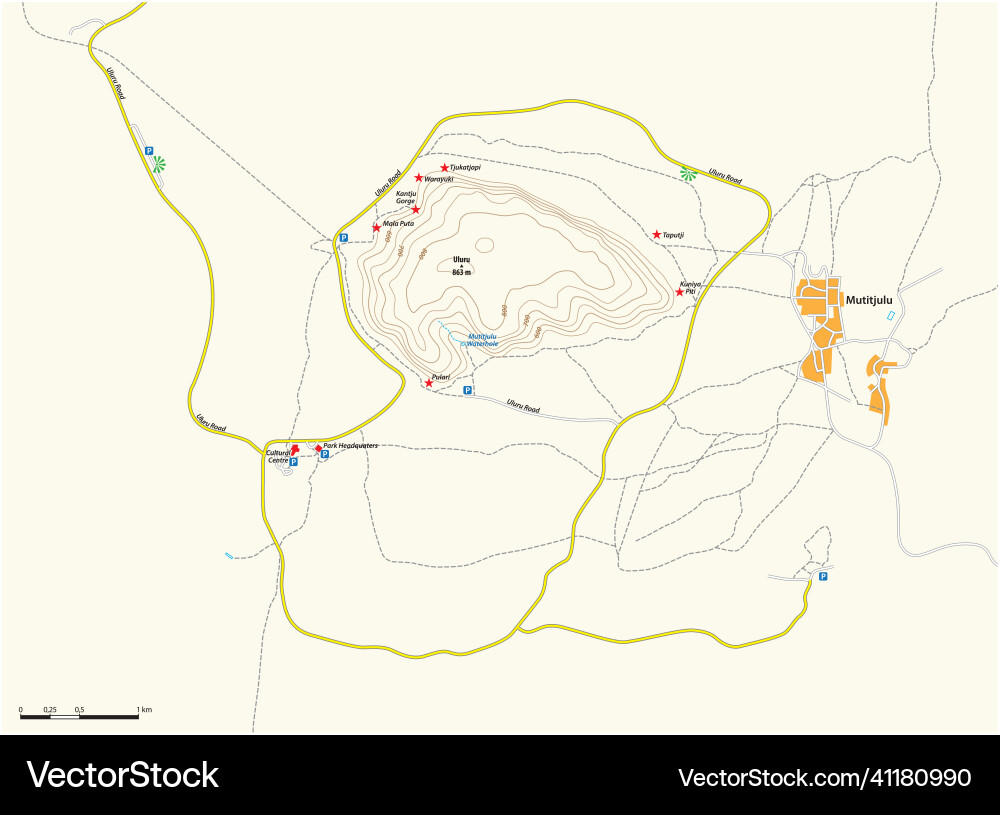 Map of mount uluru ayers rock australia Map of mount uluru ayers rock australia vector image