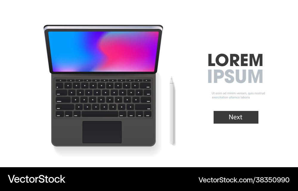 Modern tablet computer with keyboard and colored Modern tablet computer with keyboard and colored vector image