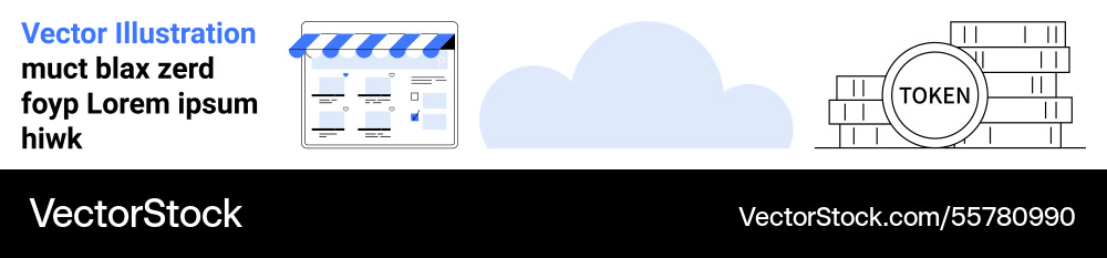 Online storefront with cloud computing and digital Online storefront with cloud computing and digital vector image