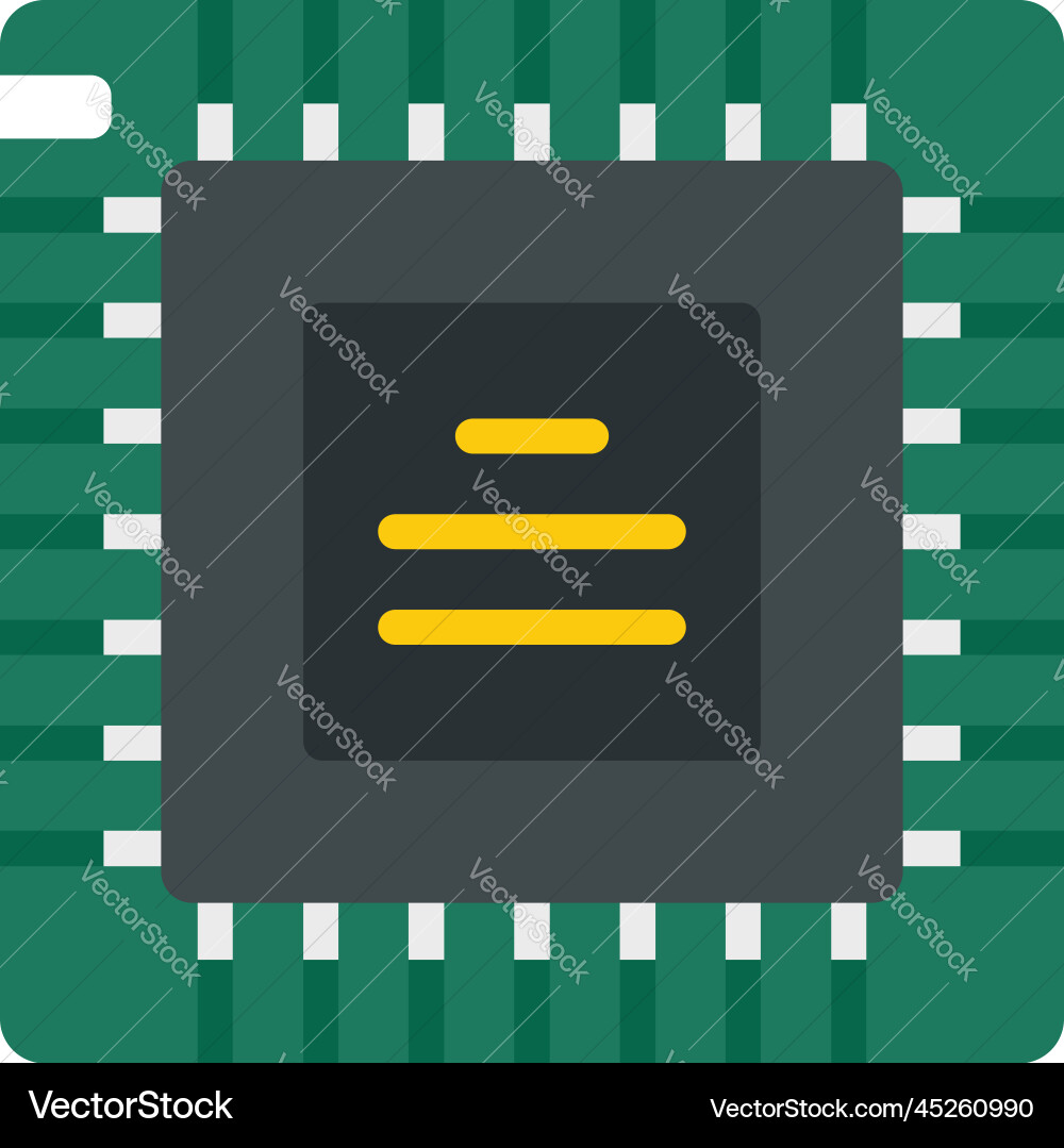 Pc processor icon flat computer core Pc processor icon flat computer core vector image