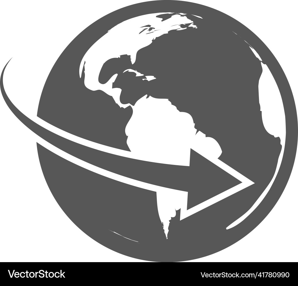 Planet icon with round motion global Planet icon with round motion global vector image