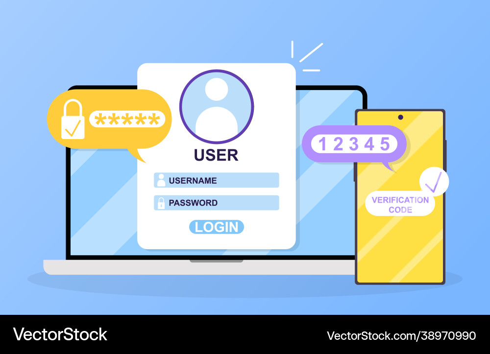 Two factor authentication Two factor authentication vector image