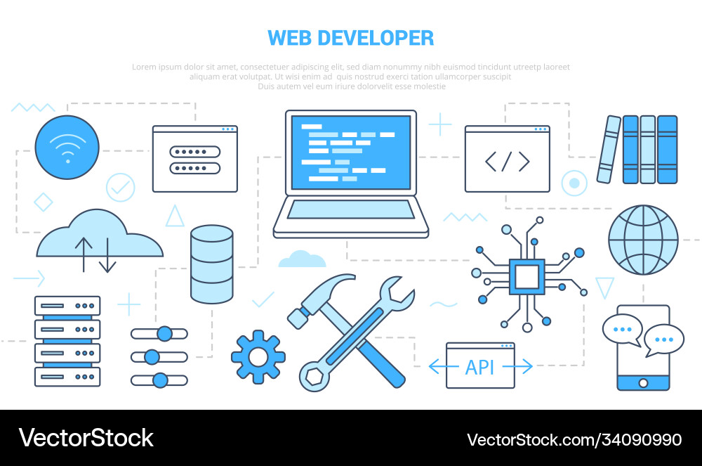 Web website developer concept with icon set Web website developer concept with icon set vector image