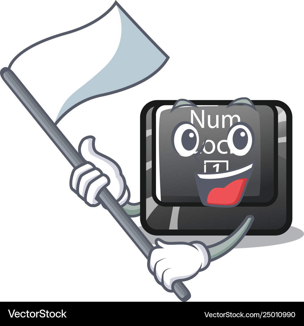 With flag num lock on a keyboard mascot vector image