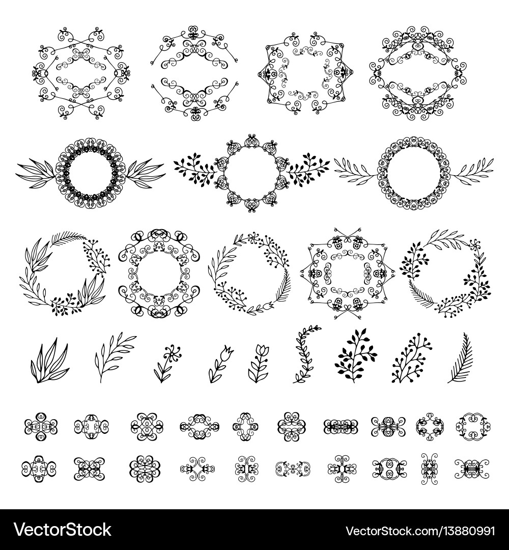A large set of circular design elements vector image