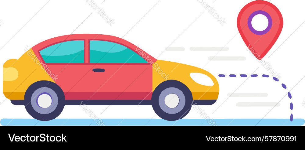 Car with map pin for navigation location Vector Image