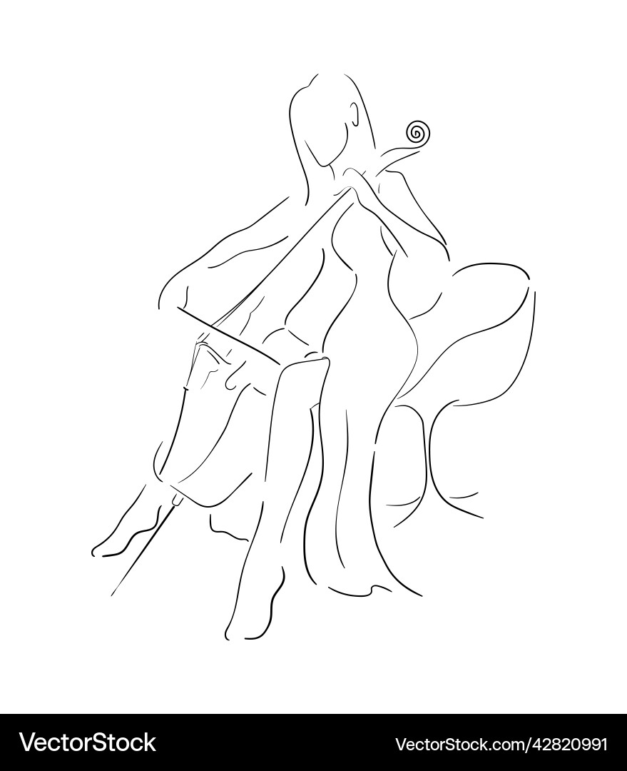 Cellist schönes Mädchen mit Cello Cellist schönes Mädchen mit Cello vektorbild