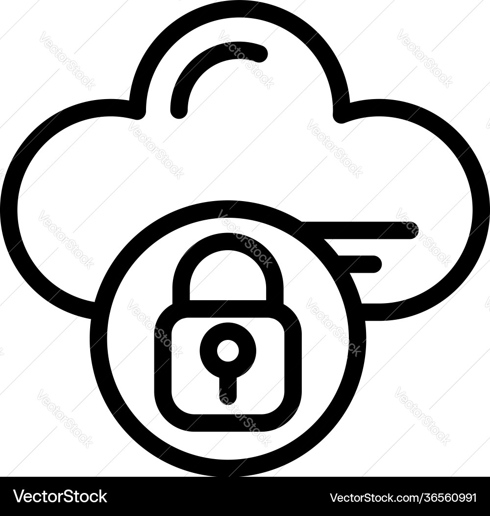 Cloud memory lock icon outline style Cloud memory lock icon outline style Vector Image