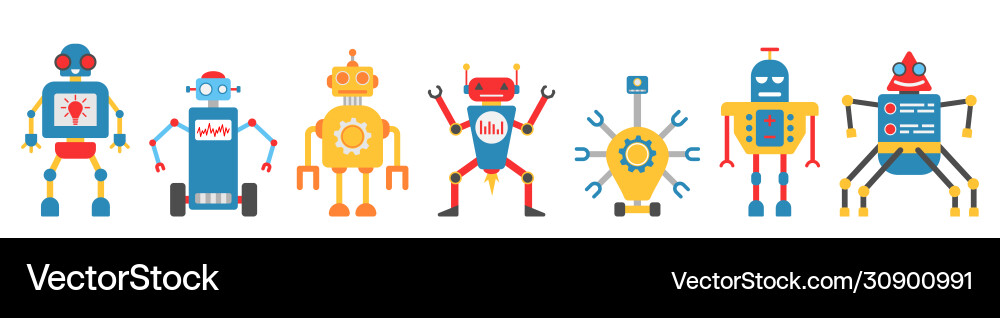 Collection robot characterartificial intelligence Collection robot characterartificial intelligence vector image