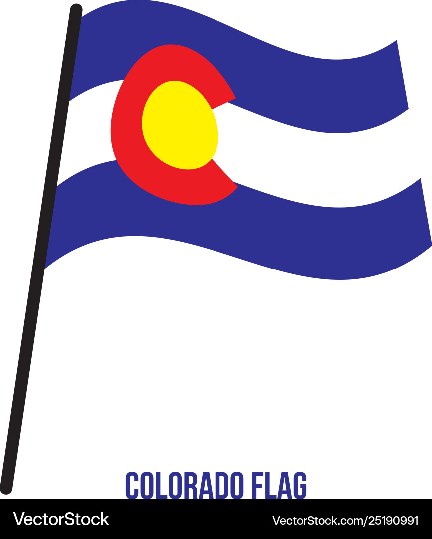 Colorado us state flag waving on white background Colorado us state flag waving on white background vector image