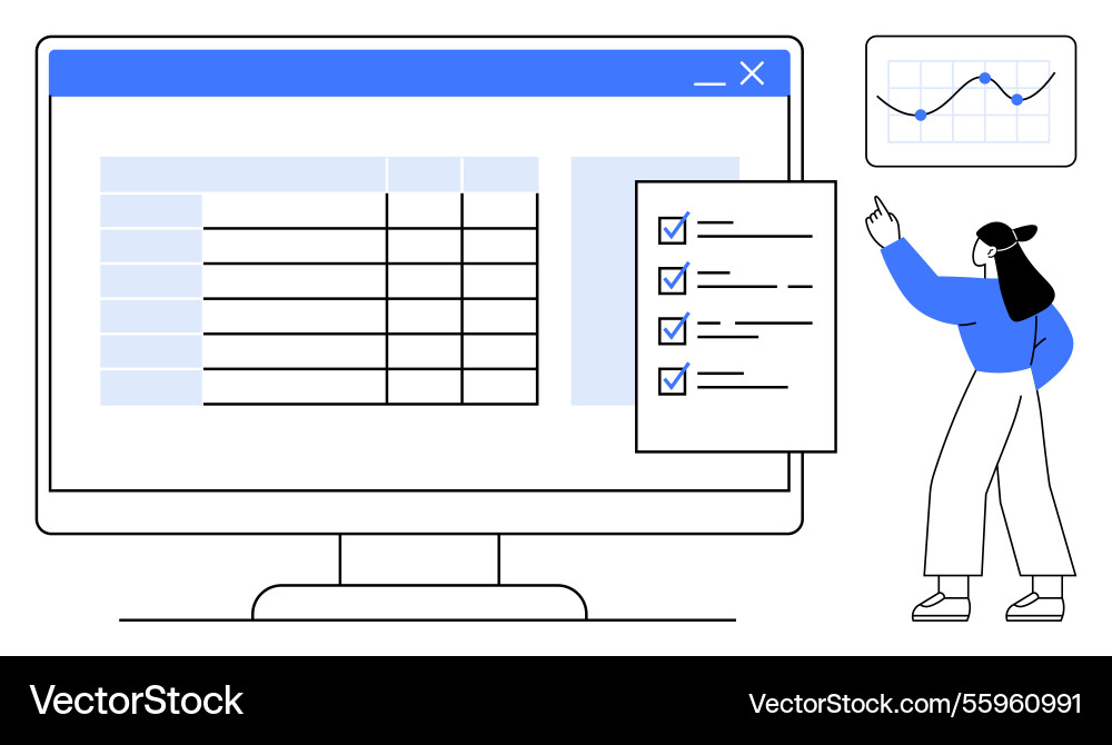 Data analysis with spreadsheet and checklist Data analysis with spreadsheet and checklist vector image