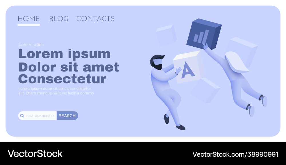 Flying people sorting data cubes business audit Vector Image
