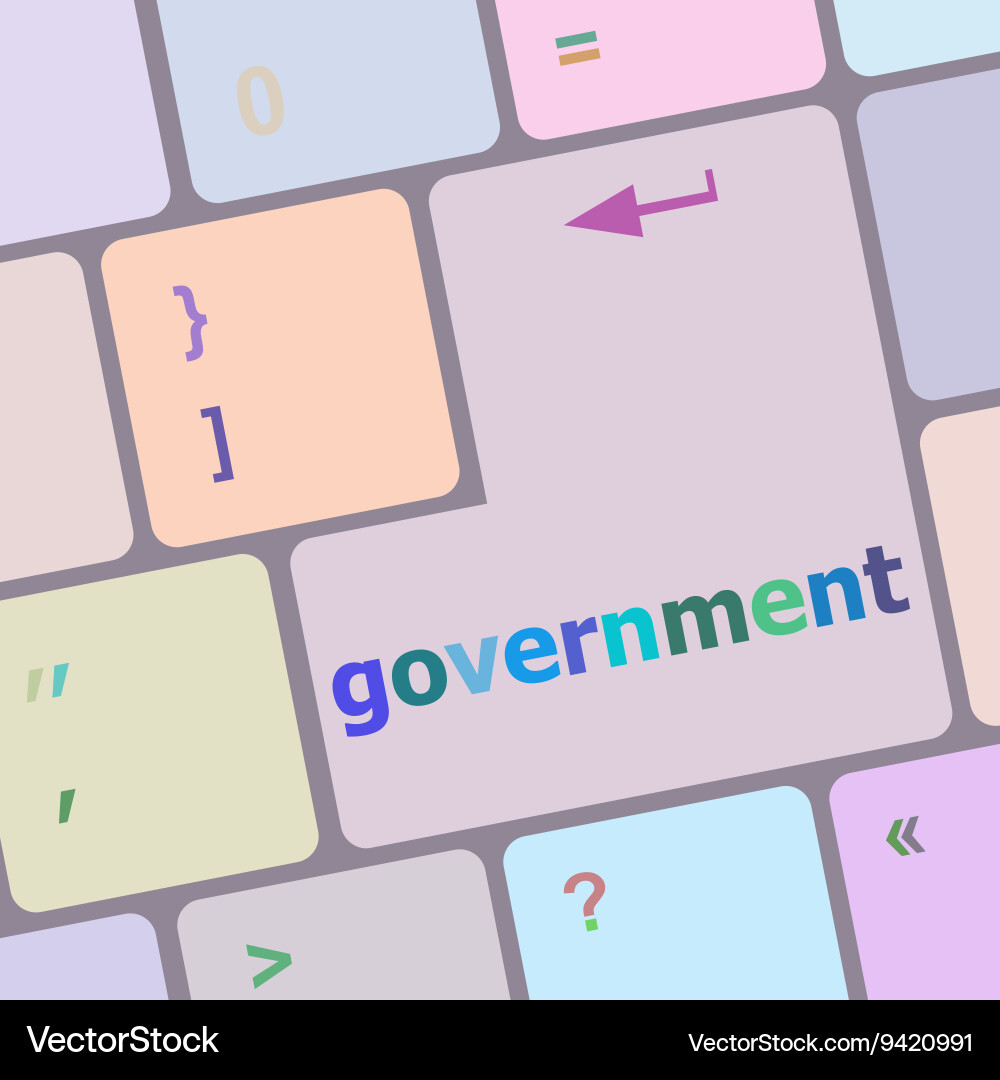 Government word on keyboard key notebook computer vector image