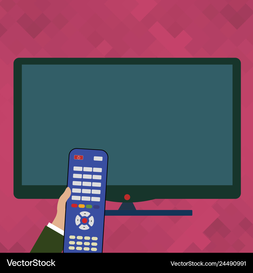 Hand holding computer remote control infront Hand holding computer remote control infront vector image