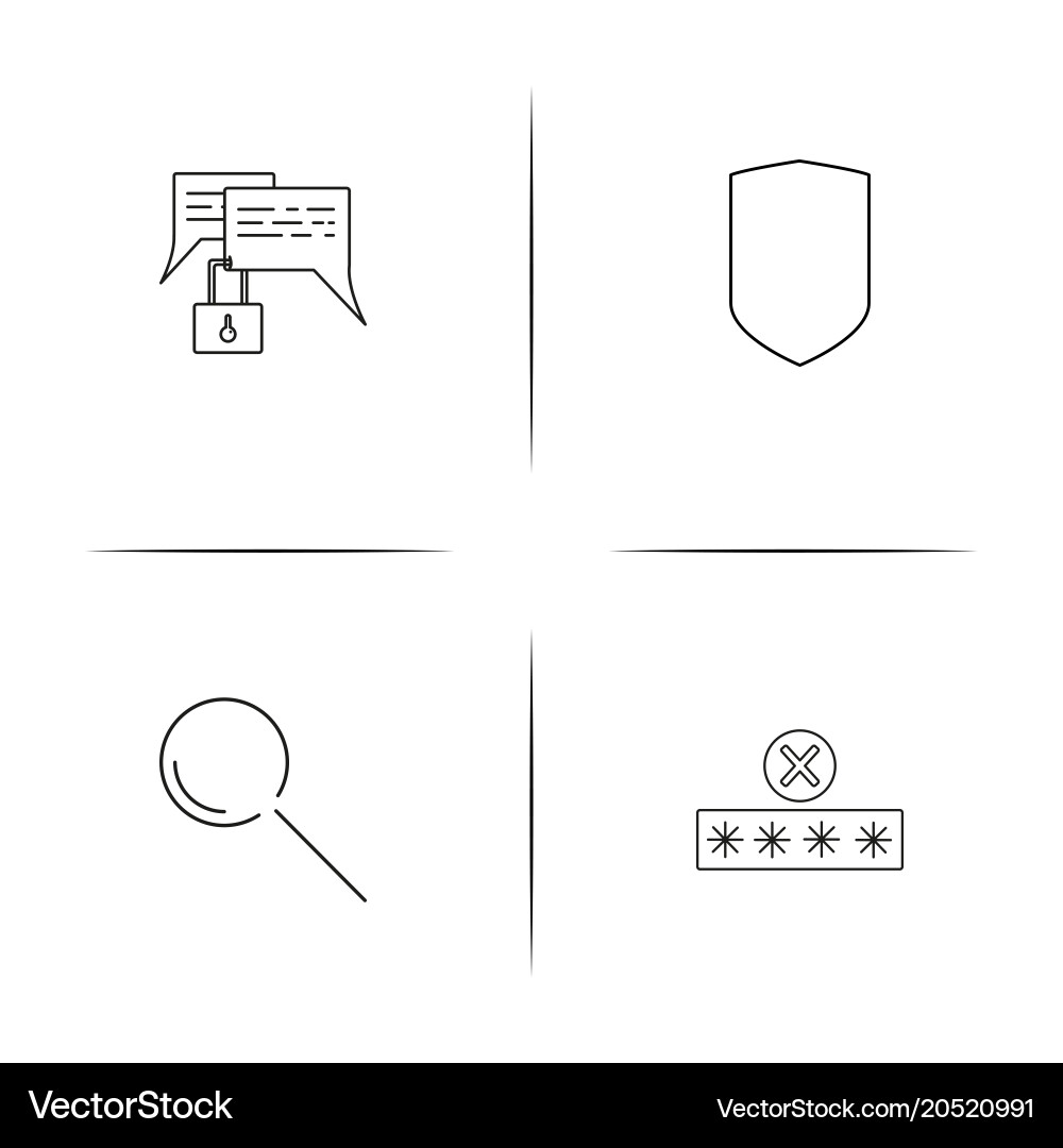 Internet security simple linear icons set vector image