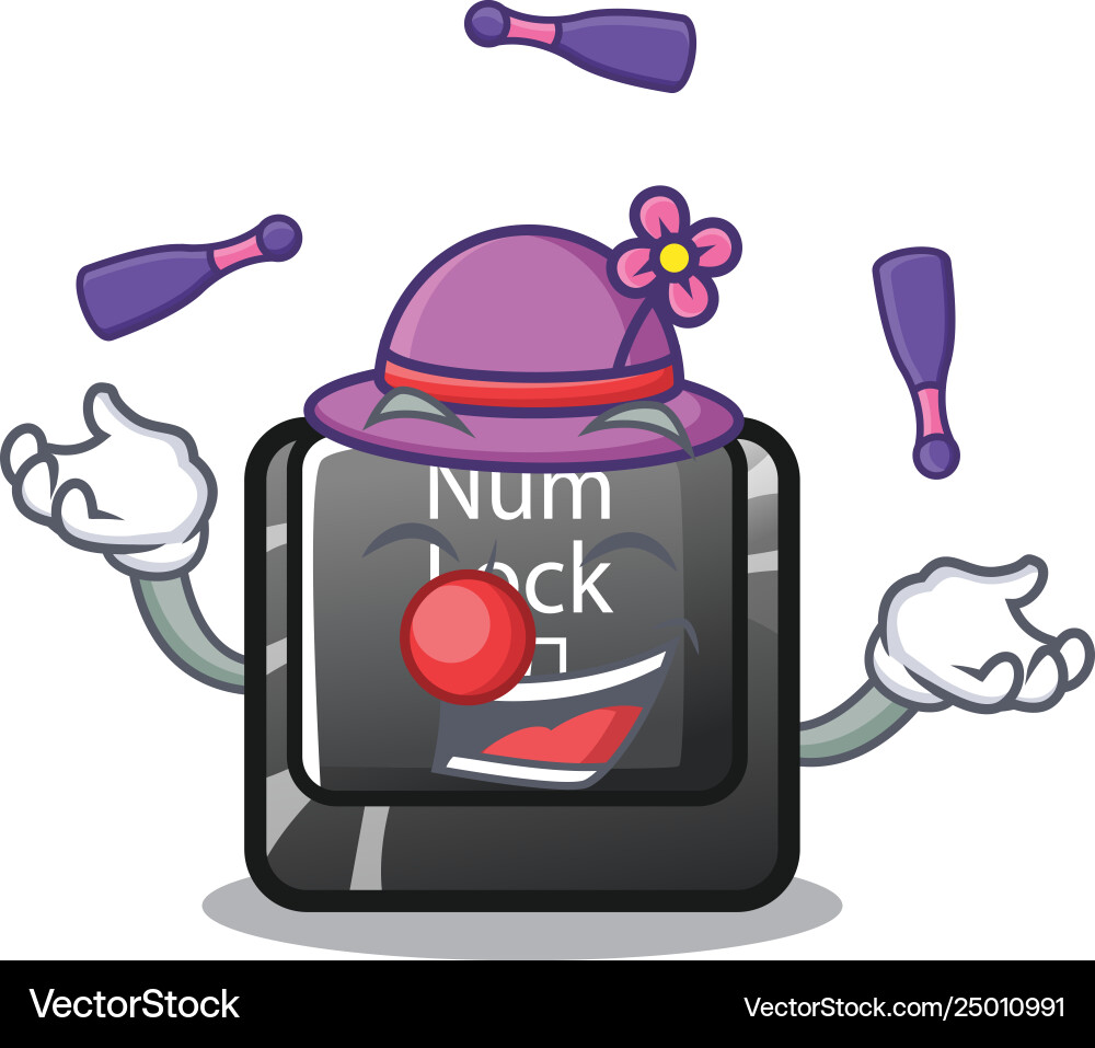 Juggling num lock on a keyboard mascot Vector Image