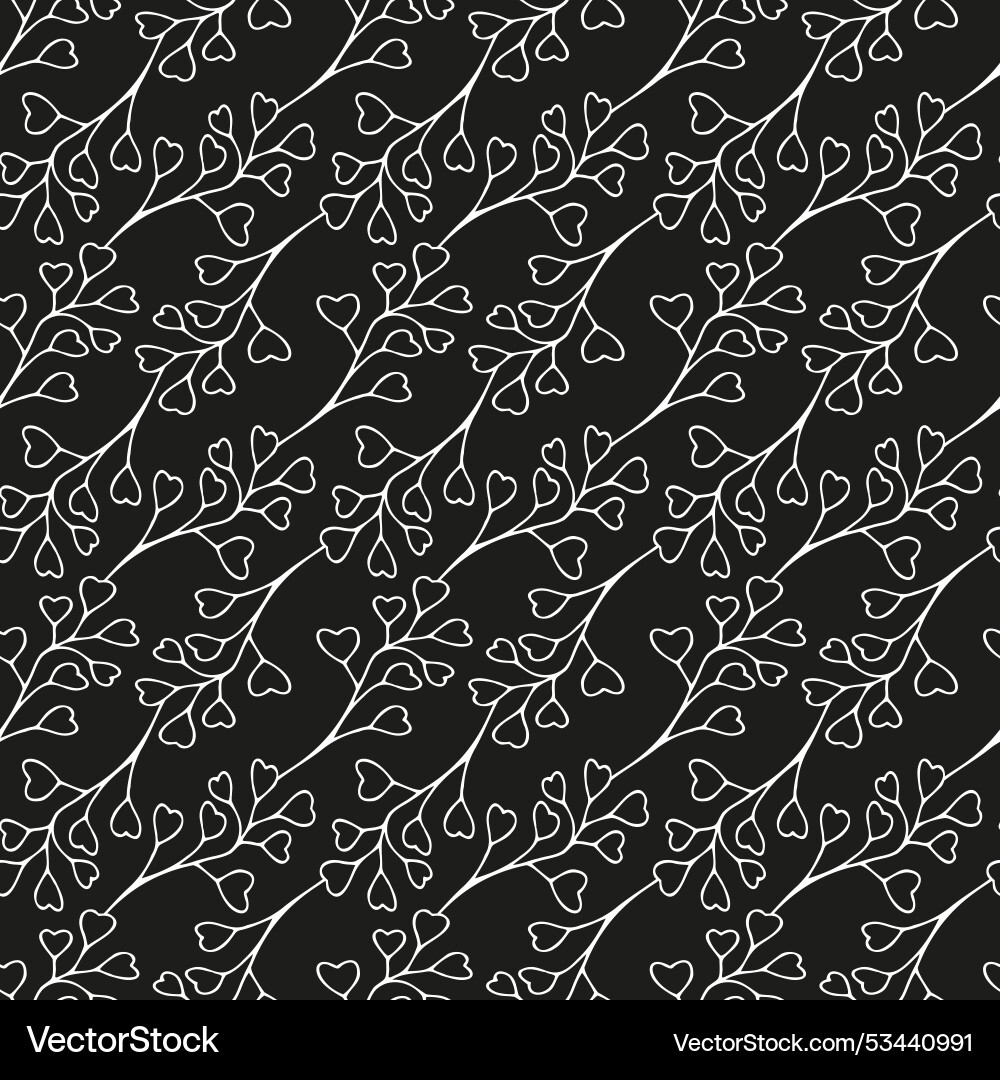 Leaves simple greenery seamless pattern with line Leaves simple greenery seamless pattern with line vector image