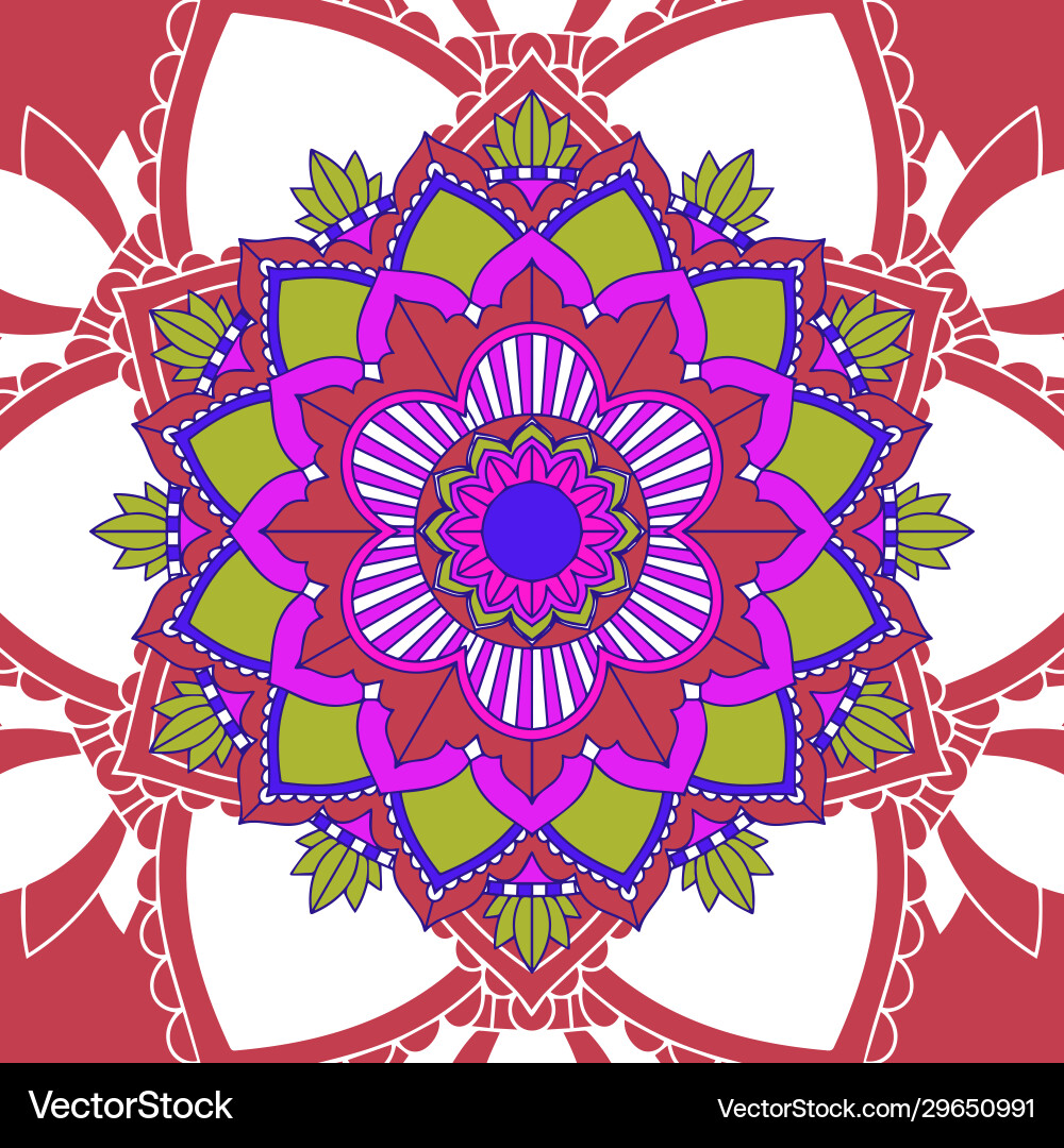 Mandala patterns on red background vector image