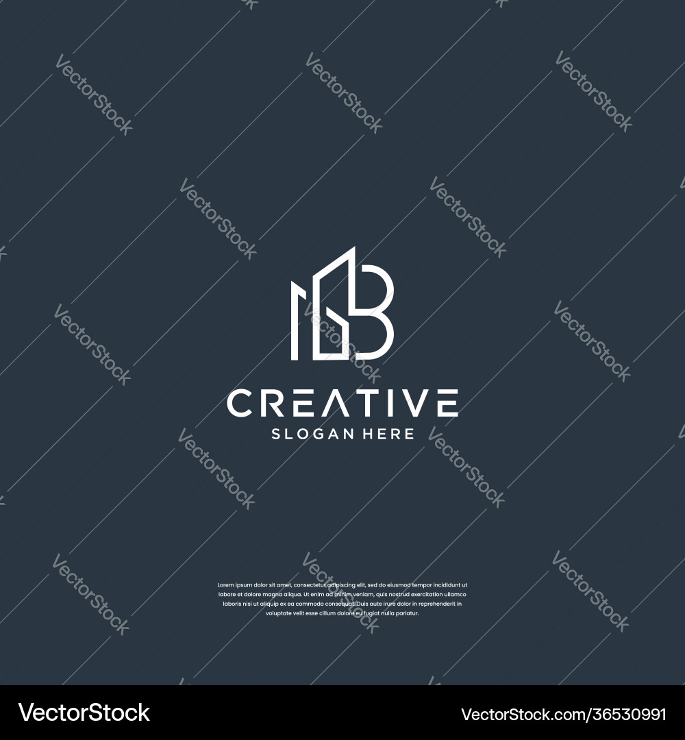Minimalist initial b with building logo design Minimalist initial b with building logo design Vector Image