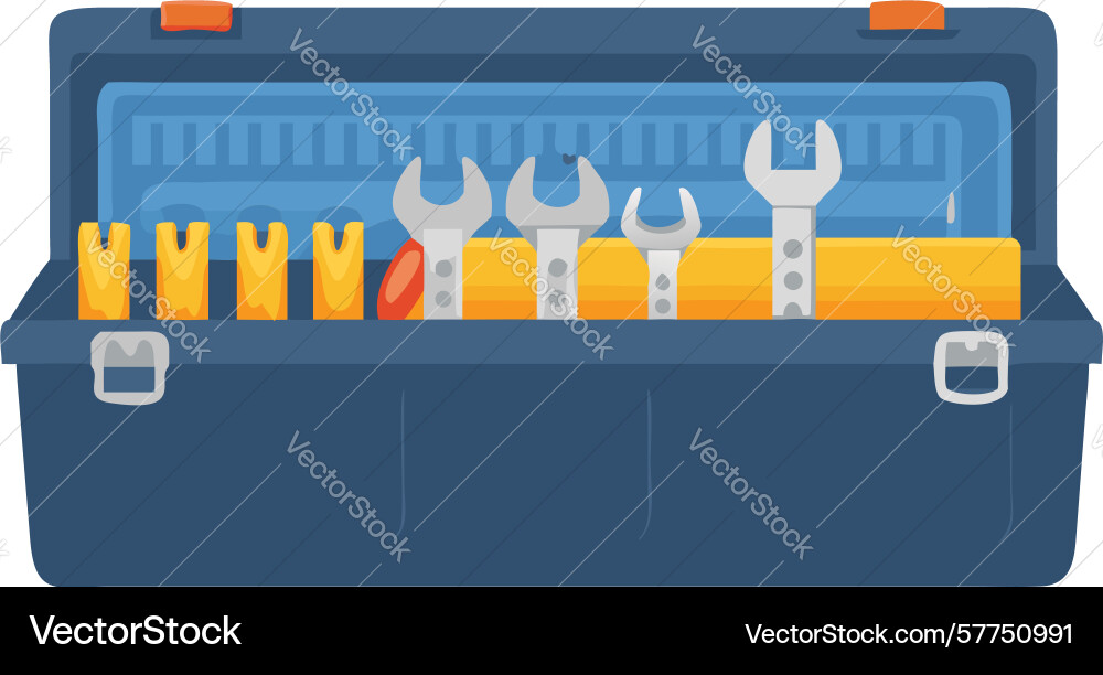 Open toolbox with assortment of hand tools Vector Image