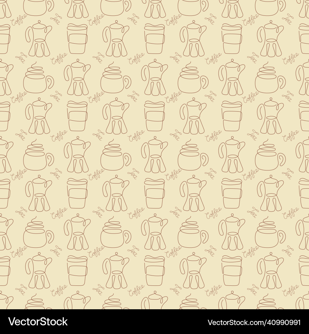 Seamless pattern with continuous line drinks Vector Image