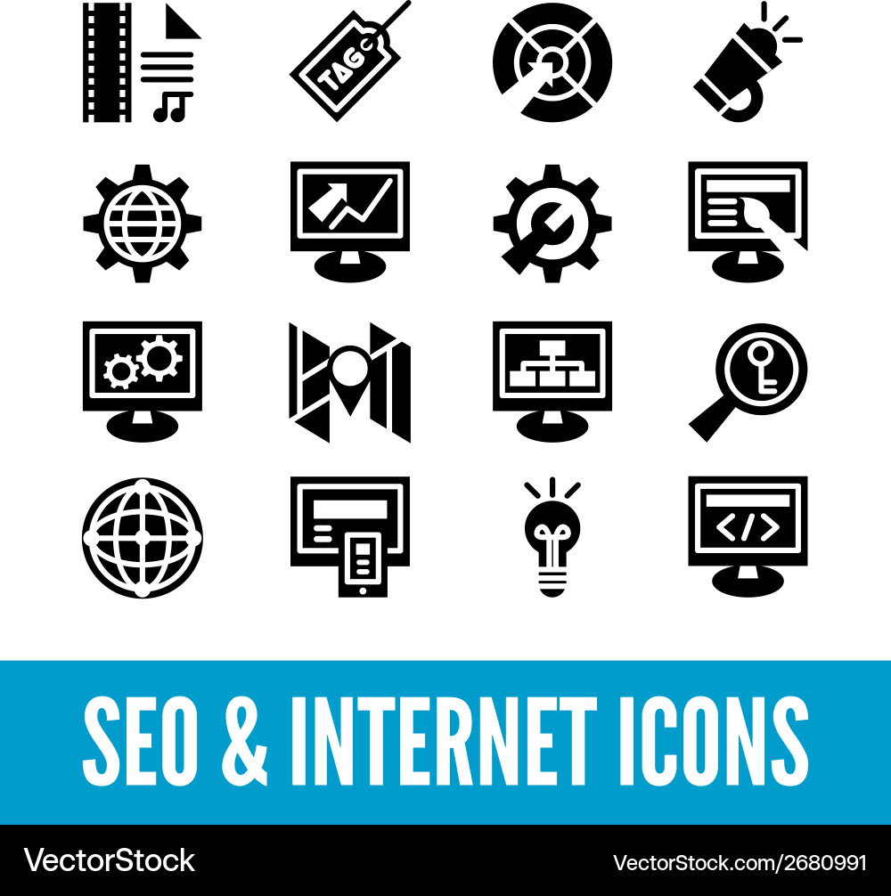 Seo and internet optimization icon set isolated Vector Image