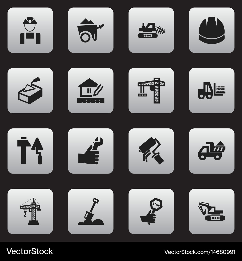Set of 16 editable structure icons includes Vector Image