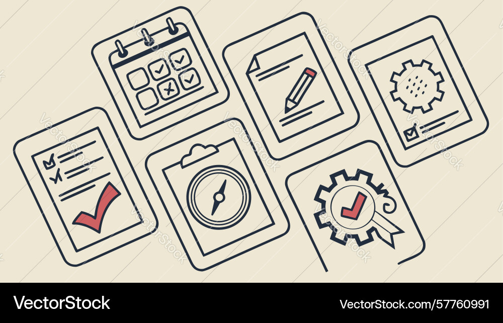 Task completion and process efficiency icons vector image