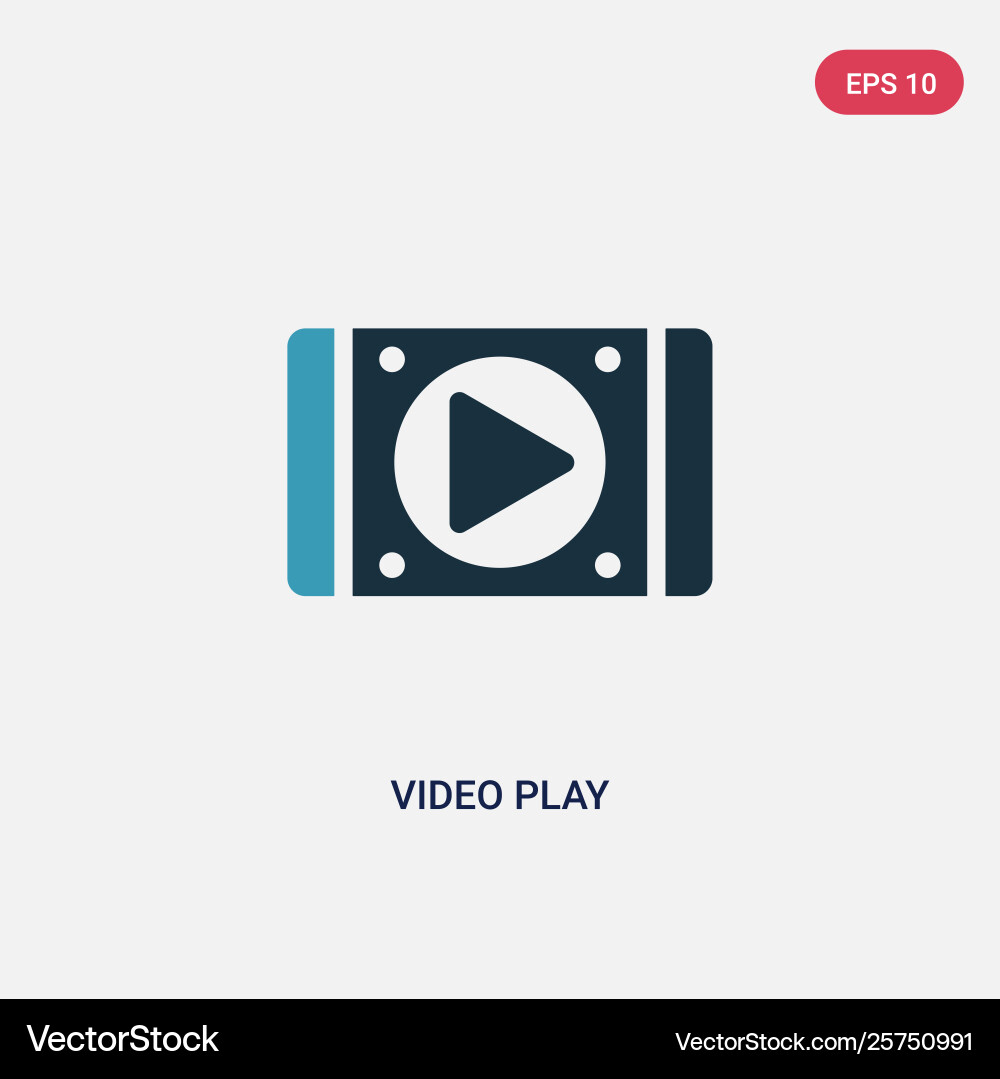 Two color video play icon from user interface Two color video play icon from user interface vector image