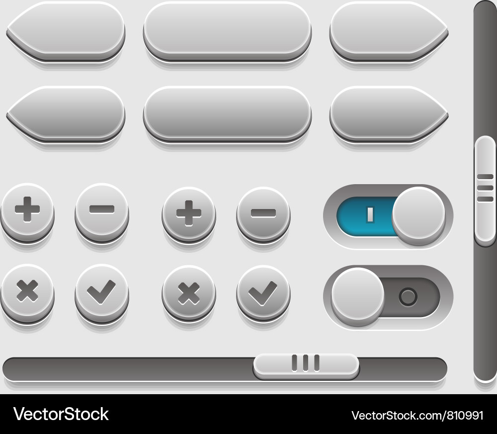 UI Button and Control Icons vector image