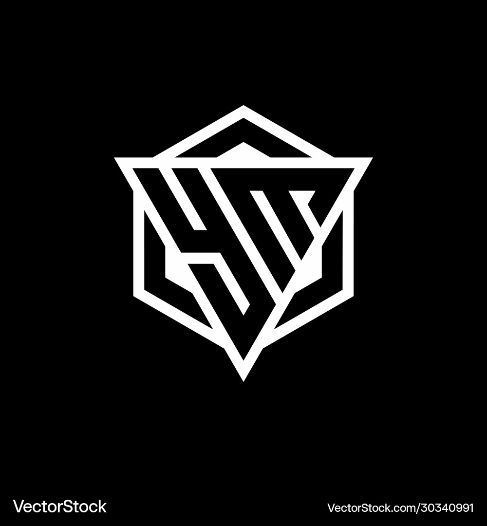 Ym logo monogram with triangle and hexagon shape Vector Image