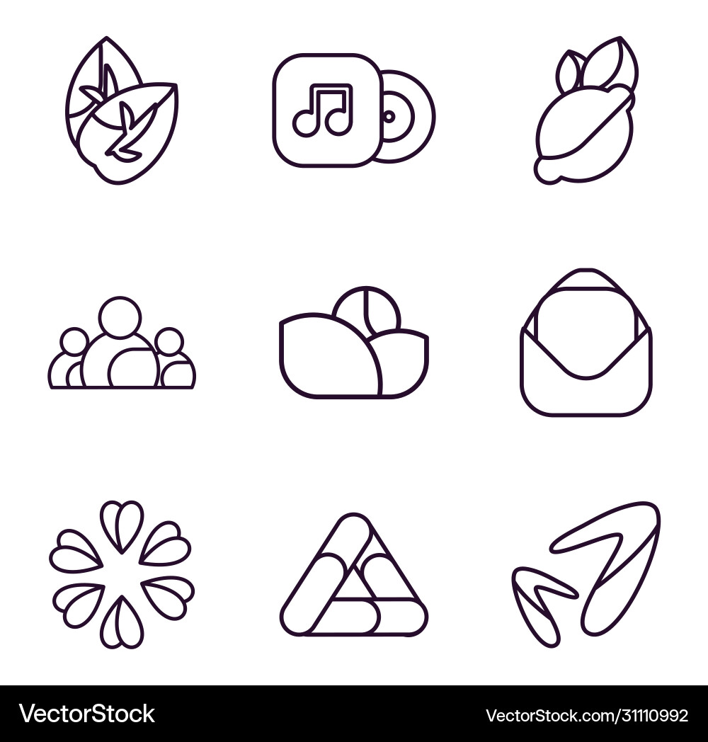 Abstract shapes line style icon set design Vector Image
