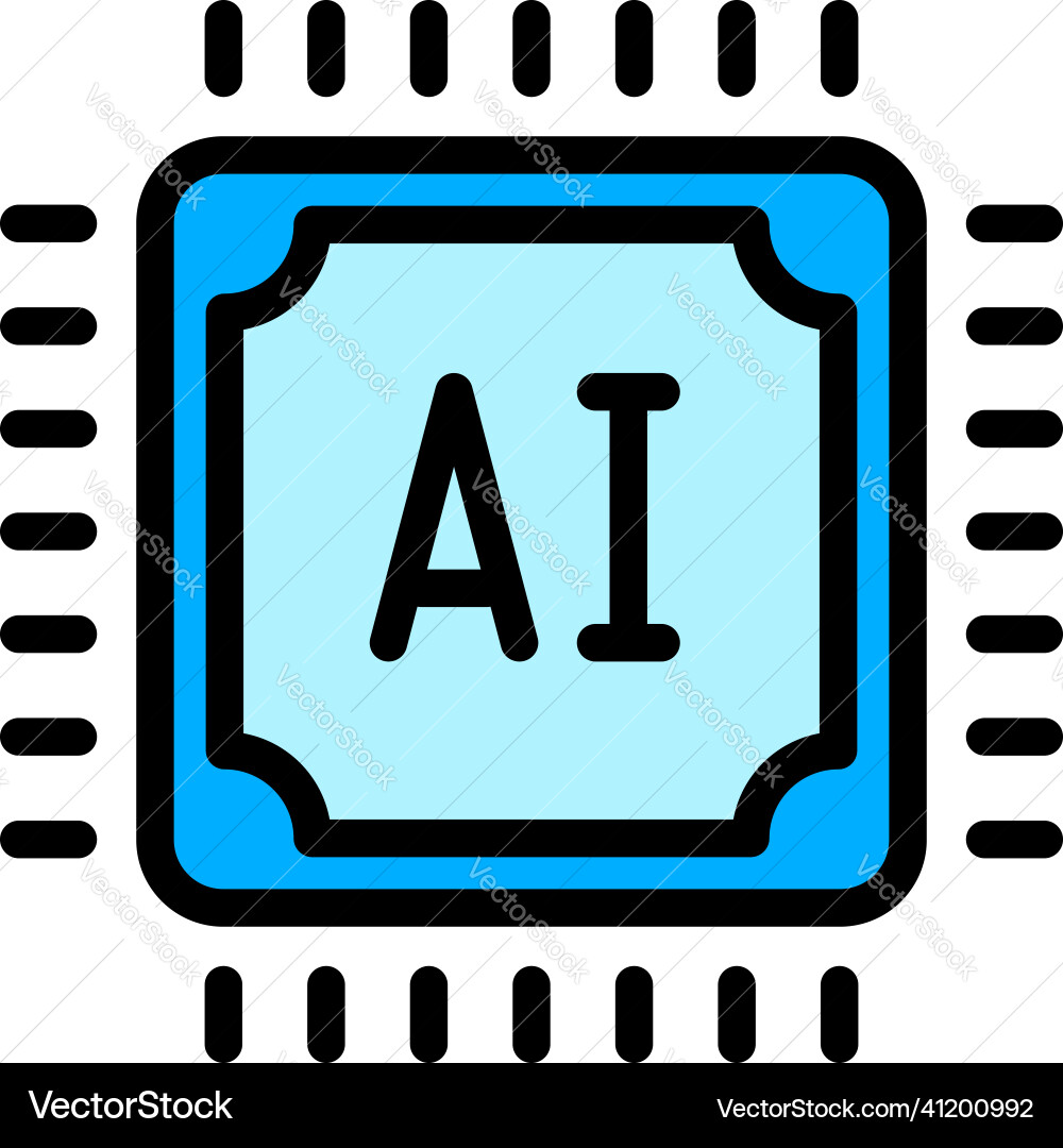 Ai processor icon outline artificial brain Ai processor icon outline artificial brain vector image